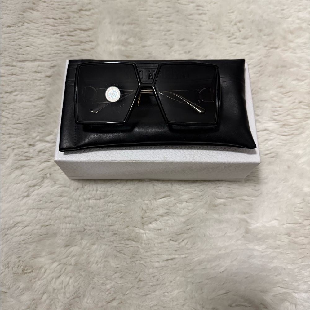 Christian Dior Black Square Sunglasses with Case